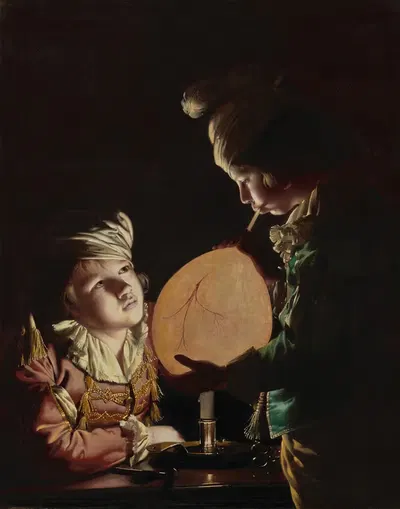 Два мальчика с мочевым пузырем by Джозеф Райт из Дерби, 1769–1770 — digital art print download