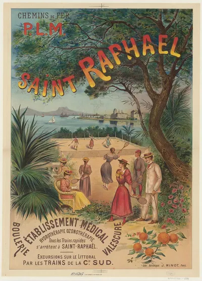 Chemins de fer P.L.M. Paris – Lyon – Méditerranée Saint-Raphaël by Imp. J. Minot, 1893 — digital art print download