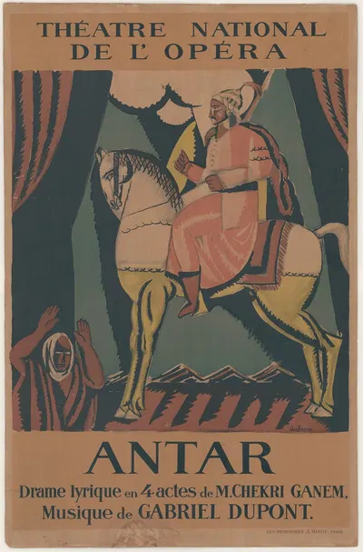 Théâtre national de l'opéra, Antar, conte héroïque en 4 actes de Chekri Ganem by Imp. J. Minot, 1921 — digital art print…