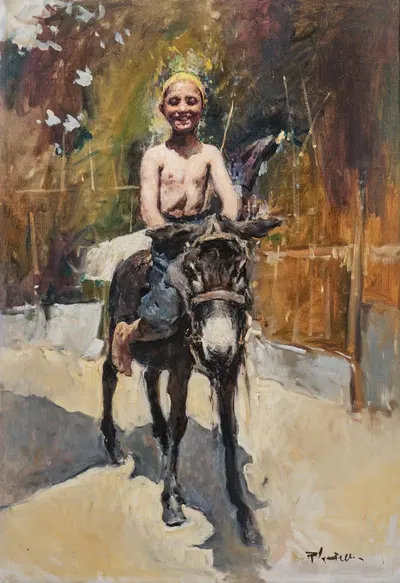Молодой человек на осле by Ромуальдо Локателли — digital art print download