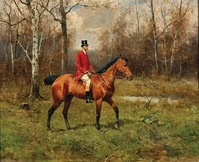 Всадник на парфорсе в лесу by Тадеуш Айдукевич, 1890 — digital art print download