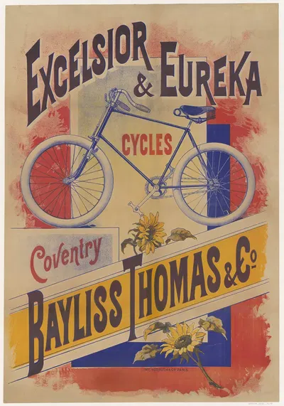 Excelsior & Eureka. Cycles, Coventry. Bayliss Thomas & Co by Imp. Kossuth & Cie, 1895 — digital art print download