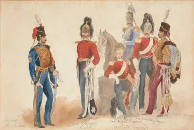 English Dragoons and Hussars by Arthur Claude Cooke — digital art print download