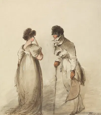 A Regency Pair: Man with Walking Stick by James Hook, 1802 — digital art print download