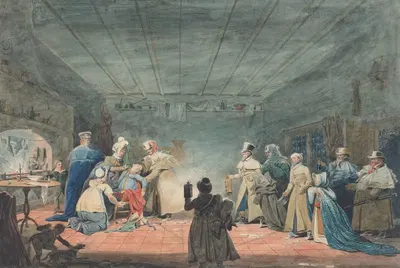 Cottager's Hospitality to Travellers of The Coach Broke Down by James Pollard, 1819 — digital art print download