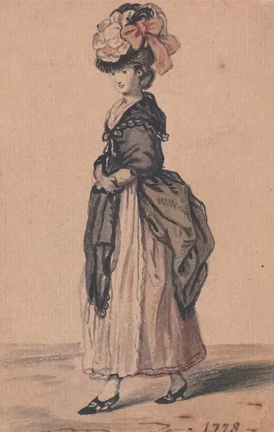 A Lady of Fashion with Black Shawl and Black Shoes by John Collet, 1778 — digital art print download