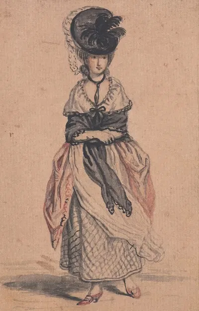 A Lady of Fashion with Black Shawl and Red Shoes by John Collet — digital art print download