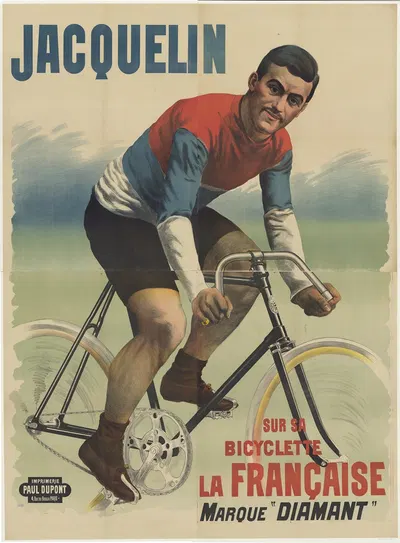 Edmond Jacquelin sur sa bicyclette La Française marque Diamant by Имп. Поль Дюпон, 1898 — digital art print download