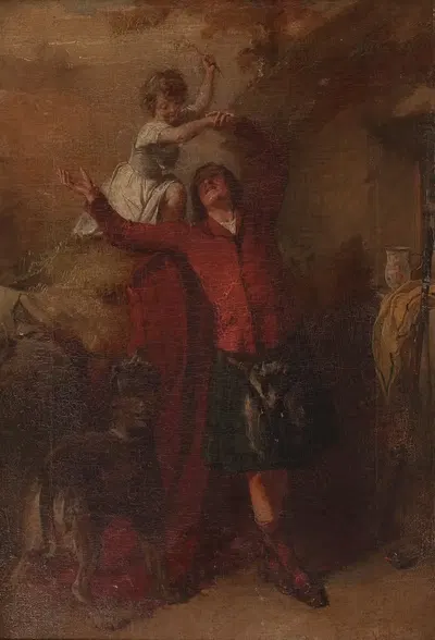 A Highlander, his Daughter and a Dog by Alexander Johnston — digital art print download