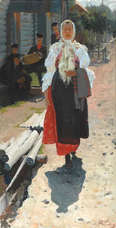 Along the village street by Andrei Ryabushkin — digital art print download