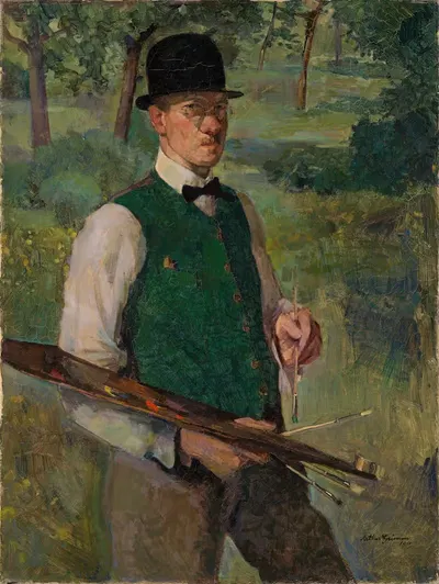 Автопортрет с палитрой на улице by Артур Гримм, 1911 — digital art print download