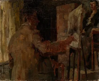 Wilhelm Trübner im Atelier by Arthur Grimm, 1915 — digital art print download