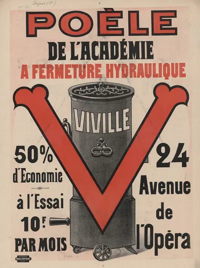 Poèle de l'académie à fermeture hydraulique Viville. 24, avenue de l'opéra Paris by Имп. Поль Дюпон, 1902 — digital art…