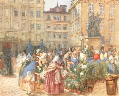 Оживленный цветочный рынок by Франц Альт — digital art print download