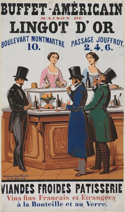 Buffet américain. Maison du lingot d'or by Imp. Rouchon, 1854 — digital art print download