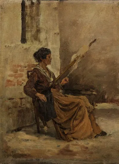 Spinnerin in Chioggia by Gustav Schönleber, 1873 — digital art print download