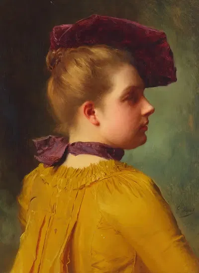 Портрет дамы в сливовом шляпе by Гюстав Жан Жаке — digital art print download