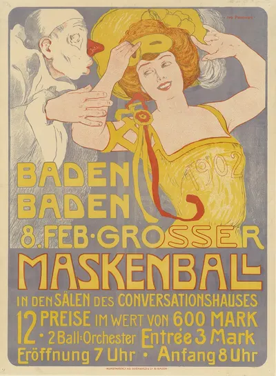 Baden-Baden, 8 Febr. 1902, Grosser Maskenball in den Sälen des Conversationshauses by Иво Пухонни, 1902 — digital art print…