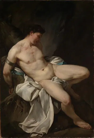 Seated male nude as Prometheus by Jean Baptiste Marie Pierre — digital art print download