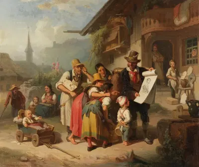 Деревенская сцена из Черного леса by Иоганн Баптист Кирнер, 1856 — digital art print download