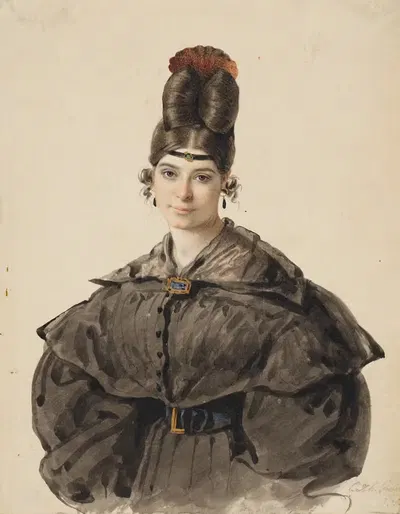 Анна Аппенцеллер, первая жена художника в половину фигуры by Иоганн Грунд, 1831 — digital art print download