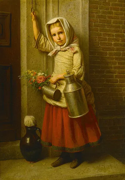 Портрет молодой девушки с ведром by Карл Фридрих Бозер, 1863 — digital art print download