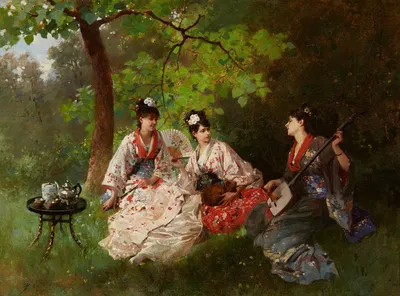 Tea time in the park by Philippe-Jacques Linder — digital art print download