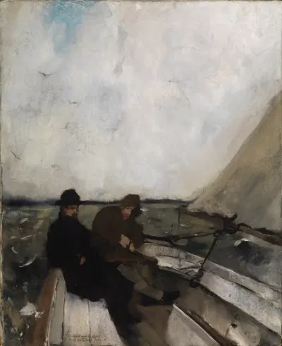 Художники Лейбл и Шперл на парусной лодке by Рудольф Хирт дю Френ, 1875 — digital art print download