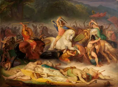 Die Hermannsschlacht im Teutoburger Wald by Wilhelm Lindenschmit the Elder — digital art print download