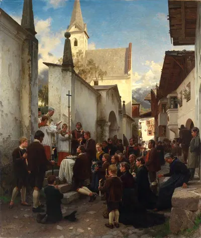 Детские похороны в Пассеир (Тироль) by Вильгельм Людвиг Фридрих Рифтшталь, 1886 — digital art print download