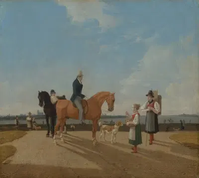 Zwei Reiter und zwei Blumenmädchen by Wilhelm von Kobell, 1826 — digital art print download