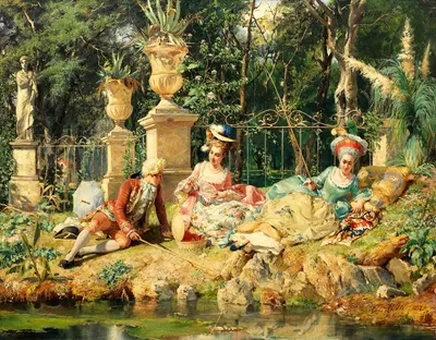 The Fishing Party by Cesare Auguste Detti, 1875 — digital art print download