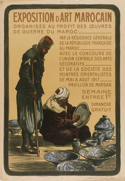 Exposition d'Art Morocain, Organisée au profit des oeuvres de guerre du Maroc by Joseph de La Nézière, 1917 — digital art…