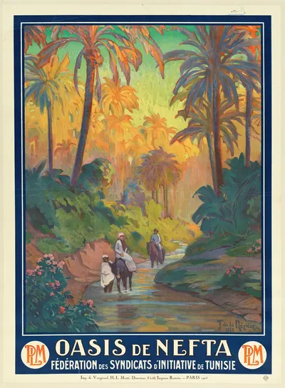 Oasis de Nefta. Fédération des syndicats d'initiative de Tunisie. PLM by Joseph de La Nézière, 1925 — digital art print…