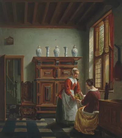 Служанка, подающая фрукты by Губертус ван Хове — digital art print download