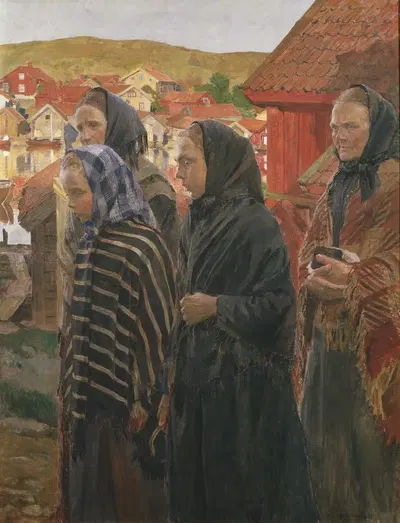 Жены рыбаков, возвращающиеся из церкви by Карл Вильгельмсон, 1899 — digital art print download