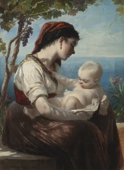 Young Mother and her Child by Elisabeth Jerichau Baumann, 1880 — digital art print download