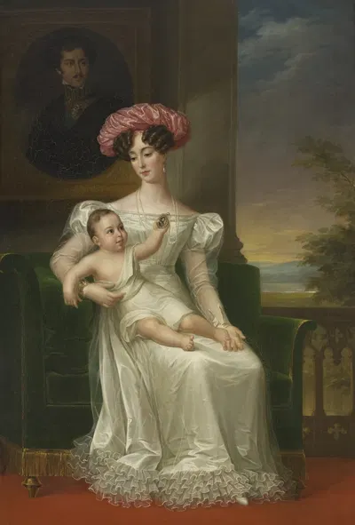Жозефина Шведская и Норвегия с ее старшим сыном by Фредрик Уэстин, 1826 — digital art print download