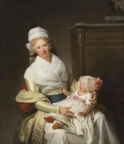 Constantia Foster med syskonbarn by Henri-Pierre Danloux — digital art print download
