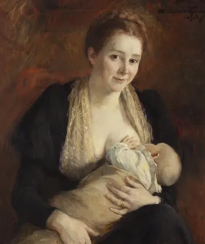 Материнская радость. Жена художника Якоба Кулле by Хильдегарда Торелл, 1894 — digital art print download