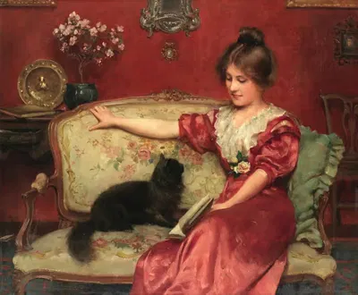 Femme assise et son chat by Leo A. Malempre, 1911 — digital art print download