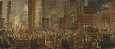 Король Густав III на рождественской мессе в 1783 году в соборе Святого Петра, Рим by Луи Жан Депре — digital art print…