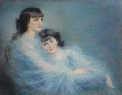 Молодая мать и ее дочь by Люсьен Леви-Дюрмер, 1900 — digital art print download