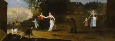 Пейзаж с танцующим медведем by Ульрика Элеонора Старшая, 1682 — digital art print download