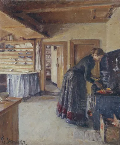 Кухня с женой художника by Вигго Йохансен, 1887 — digital art print download