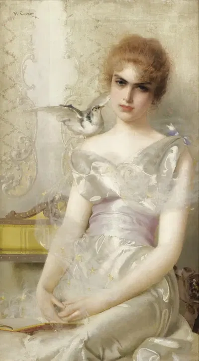 Портрет молодой женщины by Витторио Маттео Коркос, 1894 — digital art print download