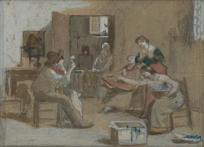 Для самой красивой – эскиз к картине by Доминик Скутецкий, 1885 — digital art print download