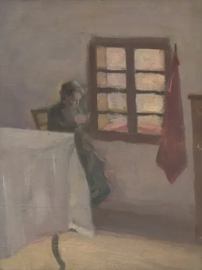 Woman by a Window by Eduard Putra, 1895 — digital art print download