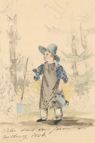 Маленький садовник (Сын Виктор в возрасте 3 лет) by Генриетта Одескальчи, 1836 — digital art print download