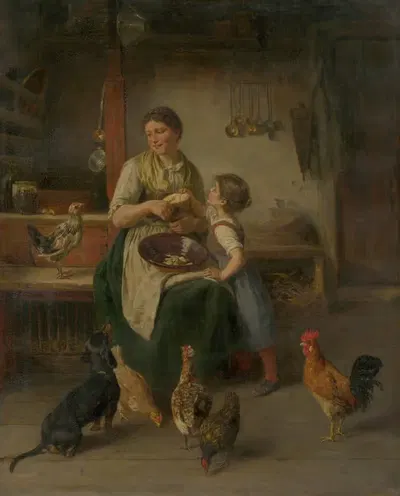 Резка хлеба by Герман Бевер, 1870 — digital art print download